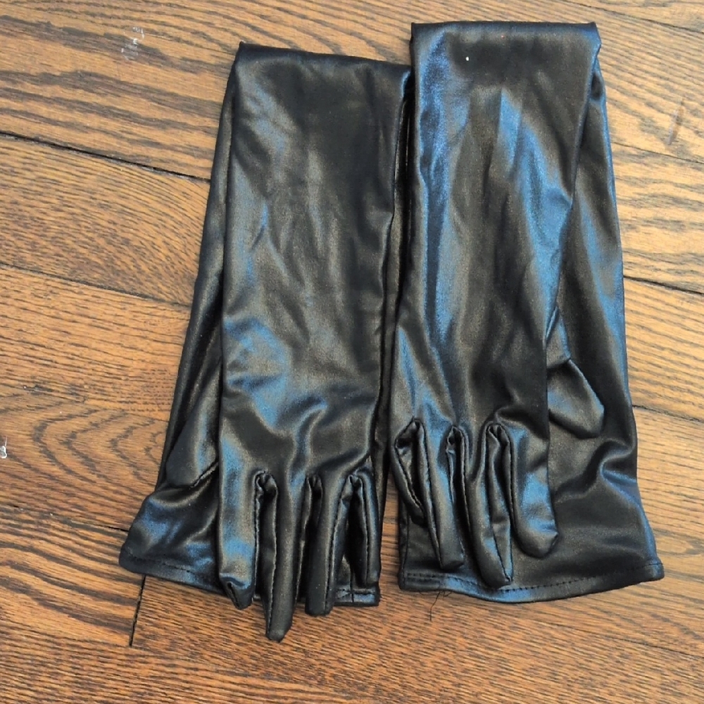 3/$13 Black Faux Leather Opera Gloves